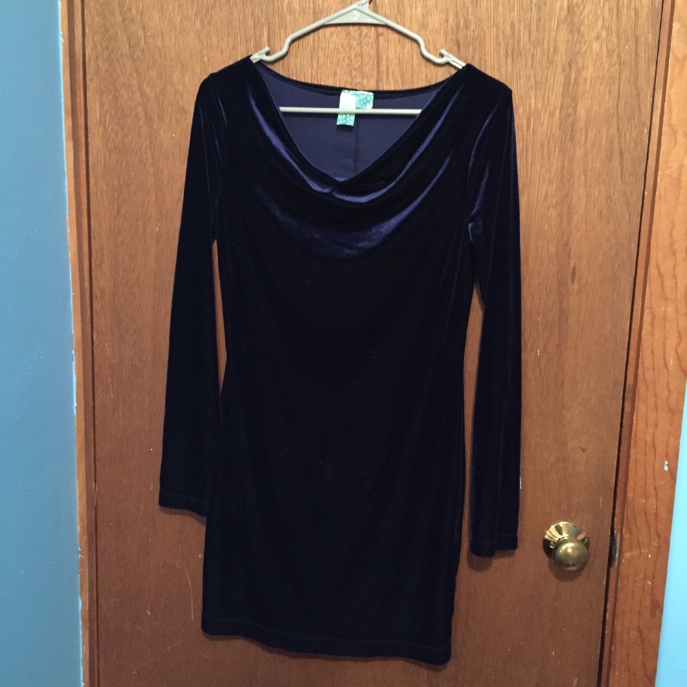 Midnight Blue Velvet Dress